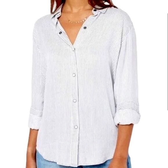 Rails Eliza Pinstripe Snap Button Front Shirt FLAW - Picture 1 of 9
